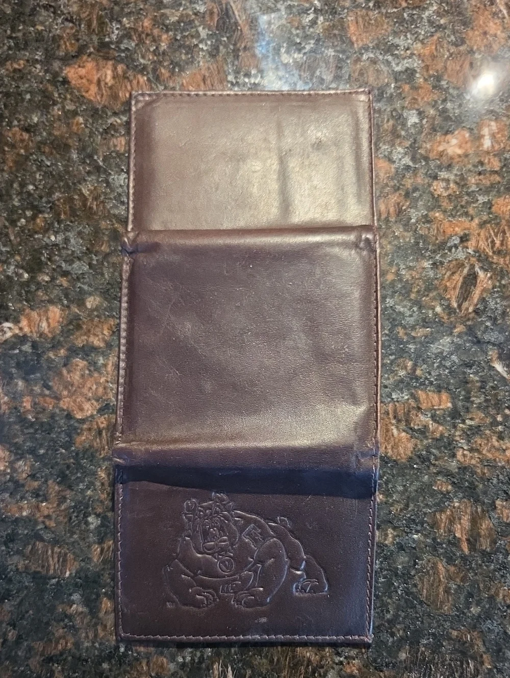 Vintage Leather Bulldog Embossed Men's Wallet - Dark Brown